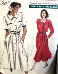 7527 EZ VOGUE LONG BUTTON FLARE SKIRT, SS-LS TOP PATTERN 8-12 OR 14-18 CHOICE UNCUT